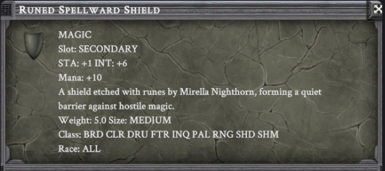 RUNED SPELLWARD SHIELD item card
